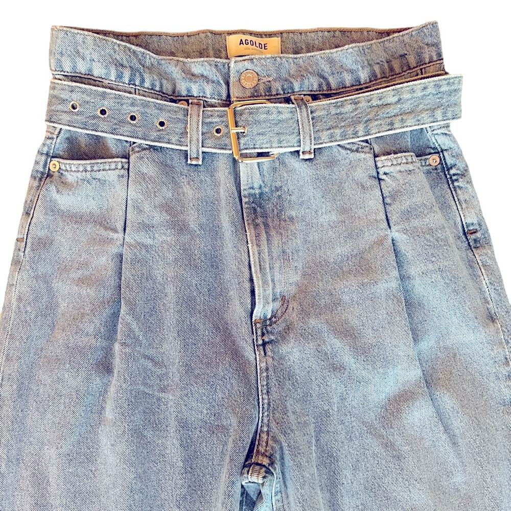 Agolde Light Blue Straight Leg Jeans - Picture 5 of 10